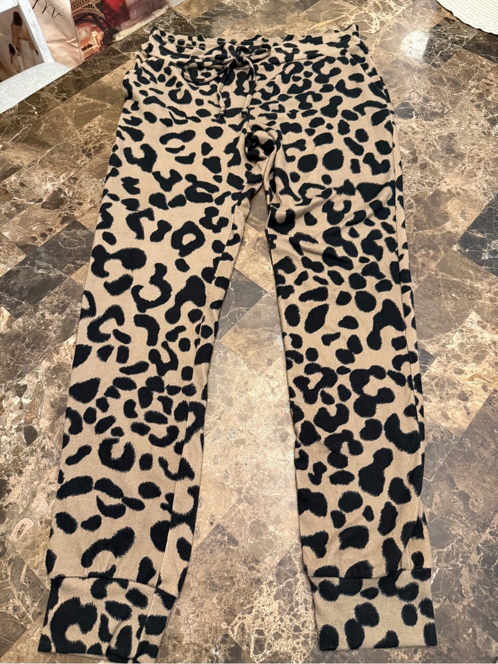 HEIMISH USA Black on Tan Leopard-Print Joggers
